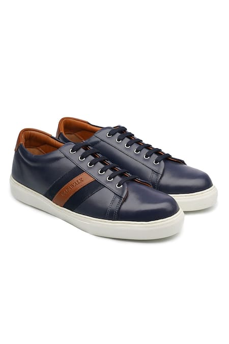 Men's Blue Leather Low Top Sneakers: EASY 001 – Officine Creative EU