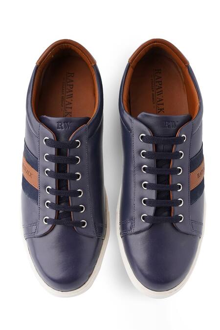 Buy Rapawalk Blue Striped Lace Up Leather Sneakers Online at Aza Fashions Buy_Rapawalk_Blue Striped Lace Up Leather Sneakers _Online_at_Aza_Fashions
