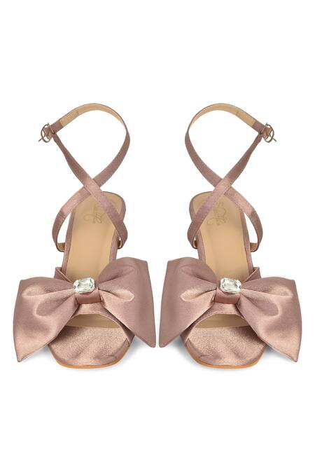 Shop Sole House Purple Lavender Satin Bow Pencil Heels at Aza Fashions Shop_Sole House_Purple Lavender Satin Bow Pencil Heels_at_Aza_Fashions