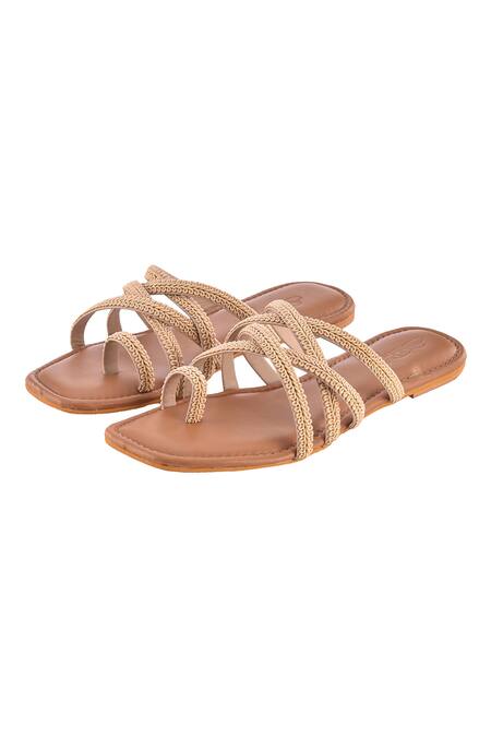 Buy_Sole House_Beige Lace Embellished Flats_Online_at_Aza_Fashions