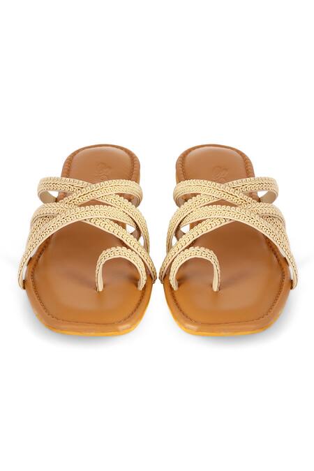 Shop_Sole House_Beige Lace Embellished Flats_Online_at_Aza_Fashions