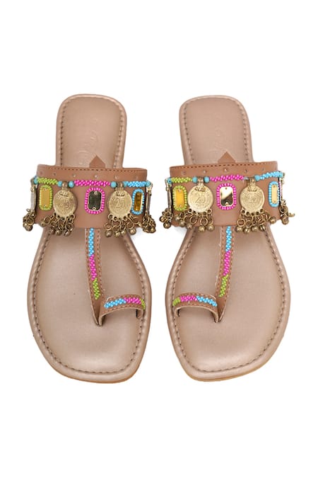 Sole House Mirror Embellished Kolhapuri Flats 