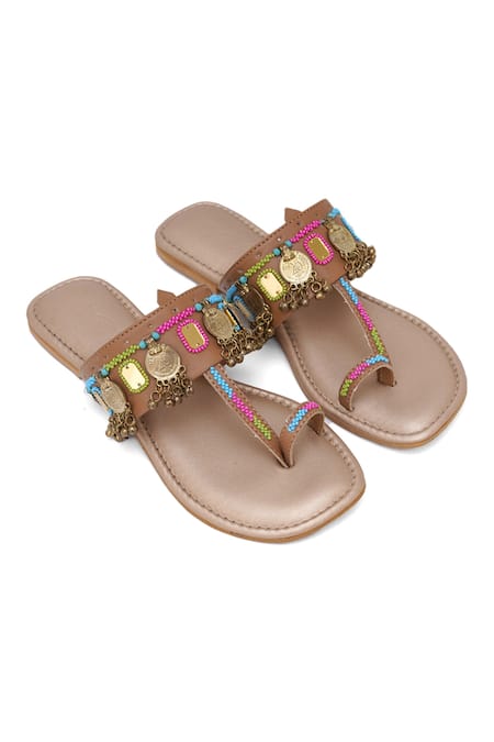 Sole House Mirror Embellished Kolhapuri Flats 