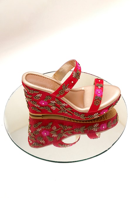 Women's Floral Printed Wedge Sandals Casual Bow Open Toe - Temu