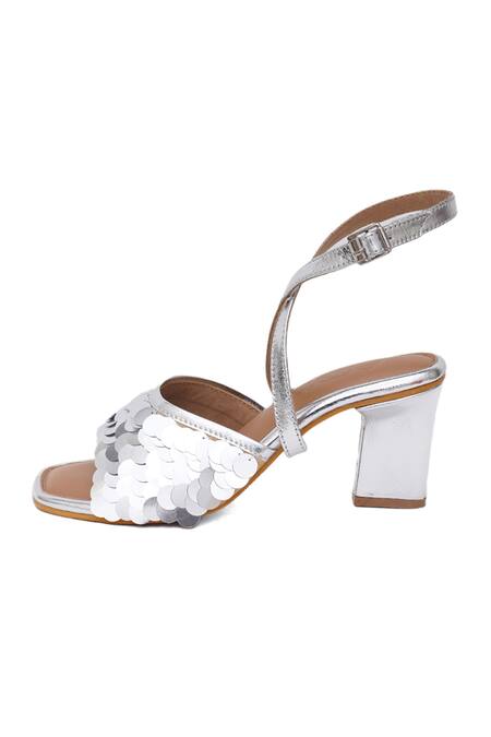 Buy_Sole House_Silver Embellishment Sequin Heels _Online_at_Aza_Fashions
