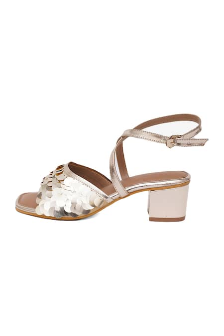 Buy_Sole House_Gold Sequins Embellished Block Heels _Online_at_Aza_Fashions