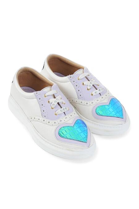 Sole House_White Embroidery Unicorn Heart Sneakers_Online_at_Aza_Fashions