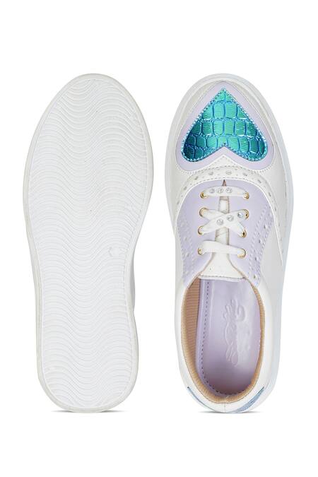 Sole House_White Embroidery Unicorn Heart Sneakers_at_Aza_Fashions