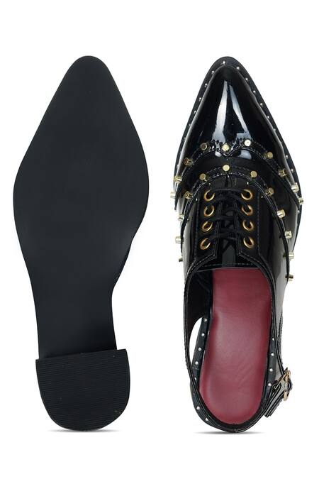 Sole House Black Studs Embellished Pointed Toe Block Heels at Aza Fashions Sole House_Black Studs Embellished Pointed Toe Block Heels _at_Aza_Fashions