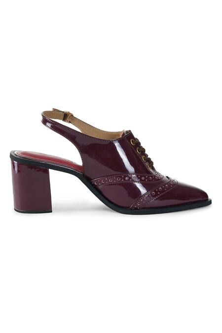 Buy_Sole House_Maroon Embellished Pointed Toe Block Heels _Online_at_Aza_Fashions