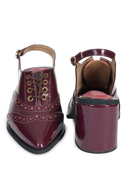 Shop_Sole House_Maroon Embellished Pointed Toe Block Heels _Online_at_Aza_Fashions