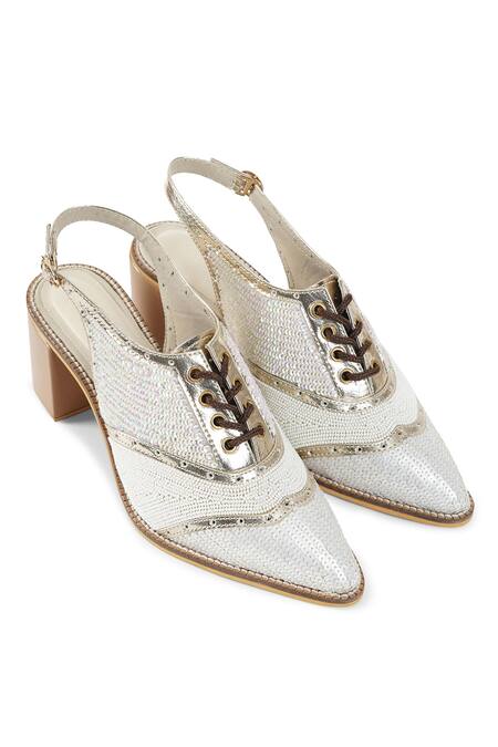 Sole House_White Embroidery Sequin Pointed Toe Heels _Online_at_Aza_Fashions