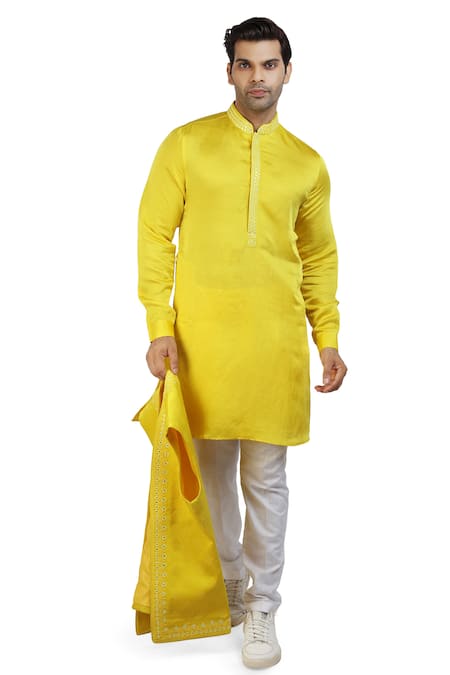 Nitesh Singh Chauhan Mirror Embroidered Bundi & Kurta Set 