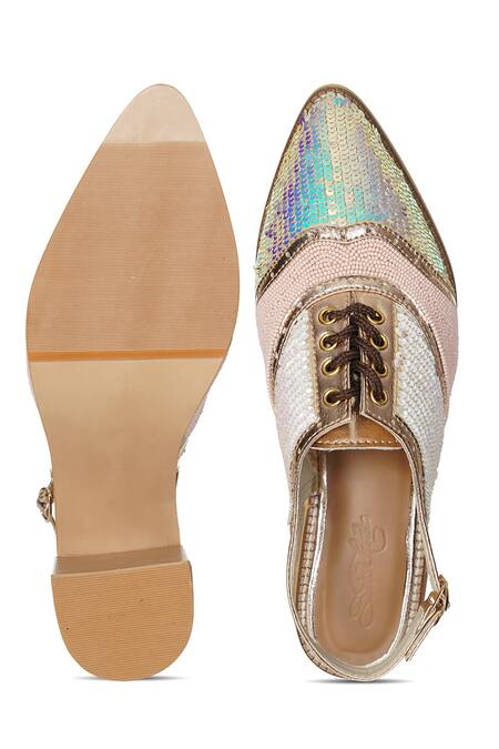 Sole House_Pink Embroidery Bead Block Heels _at_Aza_Fashions