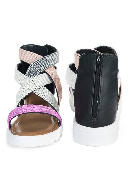 Shop_Sole House_Multi Color Embroidery Round Toe Flats _Online_at_Aza_Fashions