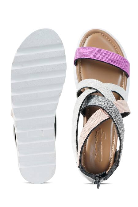 Sole House_Multi Color Embroidery Round Toe Flats _at_Aza_Fashions