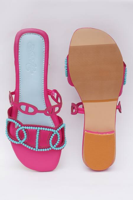 Sole House_Pink Embellished Cutout Embroidered Heels_Online_at_Aza_Fashions