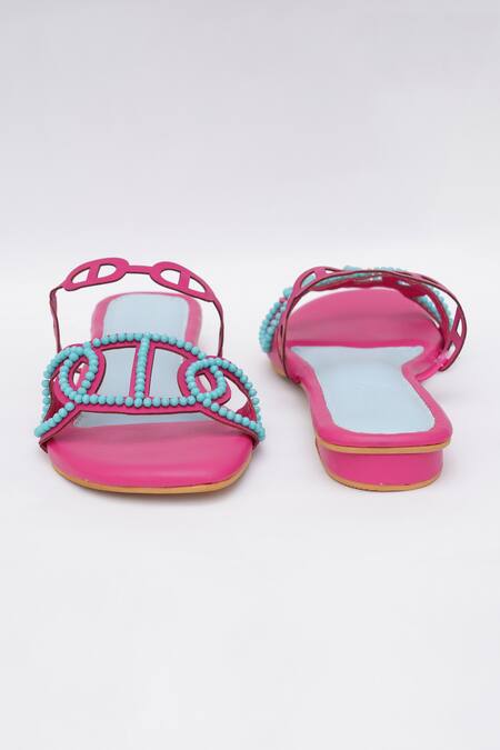 Buy_Sole House_Pink Embellished Cutout Embroidered Heels_Online_at_Aza_Fashions