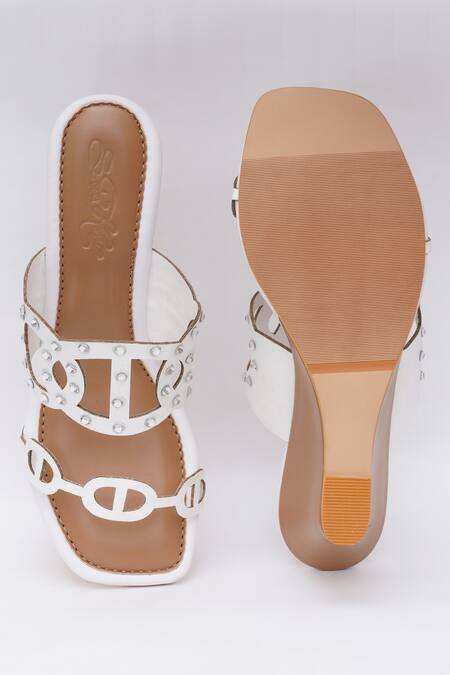 Buy_Sole House_White Crystals Embellished Cutout Wedges_Online_at_Aza_Fashions