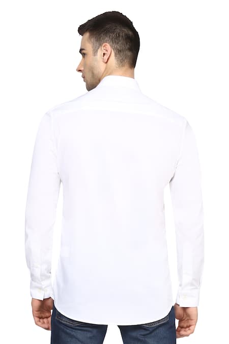 Shop Noonoo White Giza Cotton Slim-fit Shirt at Aza Fashions Shop_Noonoo_White Giza Cotton Slim-fit Shirt _at_Aza_Fashions