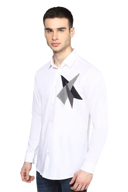 Noonoo White Giza Cotton Slim-fit Shirt Online at Aza Fashions Noonoo_White Giza Cotton Slim-fit Shirt _Online_at_Aza_Fashions
