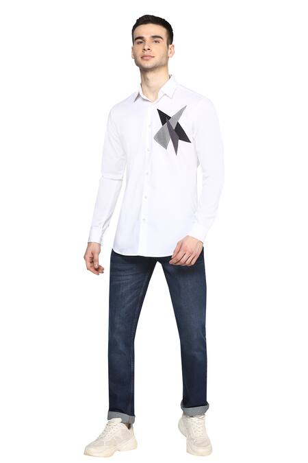 Buy Noonoo White Giza Cotton Slim-fit Shirt Online at Aza Fashions Buy_Noonoo_White Giza Cotton Slim-fit Shirt _Online_at_Aza_Fashions