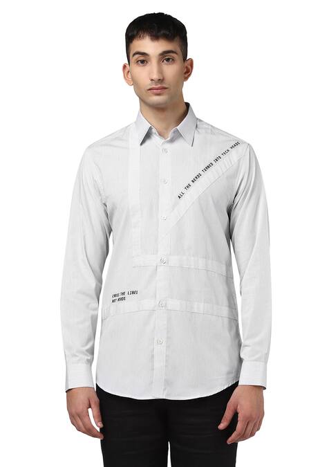 Noonoo Grey 100% Cotton Embroidered Shirt 