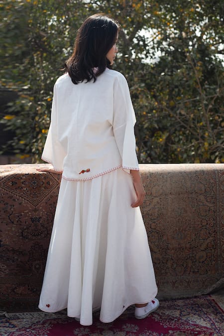 Shop Nikasha White Cotton V Neck Top at Aza Fashions Shop_Nikasha_White Cotton V Neck Top _at_Aza_Fashions