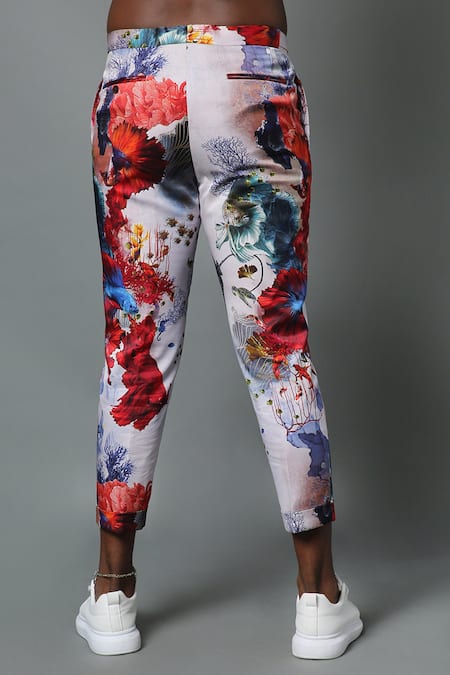 Shop_House Of Three_Multi Color Silk Satin Printed Ocean Neer Pant  _Online_at_Aza_Fashions