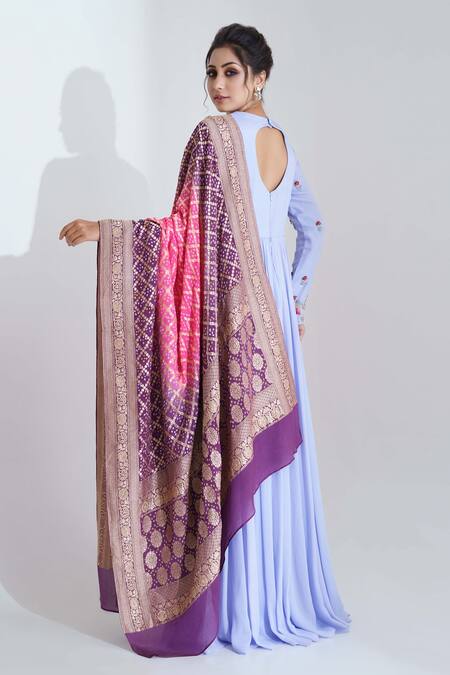 Shop Suruchi Parakh Purple Georgette Crepe Floral Round Embroidered Anarkali With Dupatta at Aza Fashions Shop_Suruchi Parakh_Purple Georgette Crepe Floral Round Embroidered Anarkali With Dupatta _at_Aza_Fashions