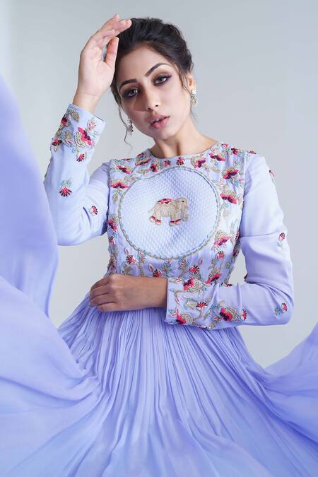 Buy Suruchi Parakh Purple Georgette Crepe Floral Round Embroidered Anarkali With Dupatta Online at Aza Fashions Buy_Suruchi Parakh_Purple Georgette Crepe Floral Round Embroidered Anarkali With Dupatta _Online_at_Aza_Fashions