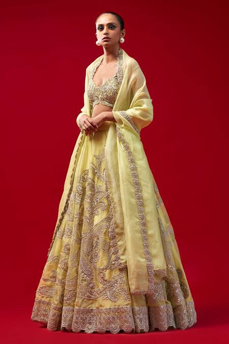 Buy Bhumika Sharma Green Organza, Net Embroidery Sweetheart Neck Paisley Jaal Lehenga Set Online at Aza Fashions Buy_Bhumika Sharma_Green Organza, Net Embroidery Sweetheart Neck Paisley Jaal Lehenga Set _Online_at_Aza_Fashions