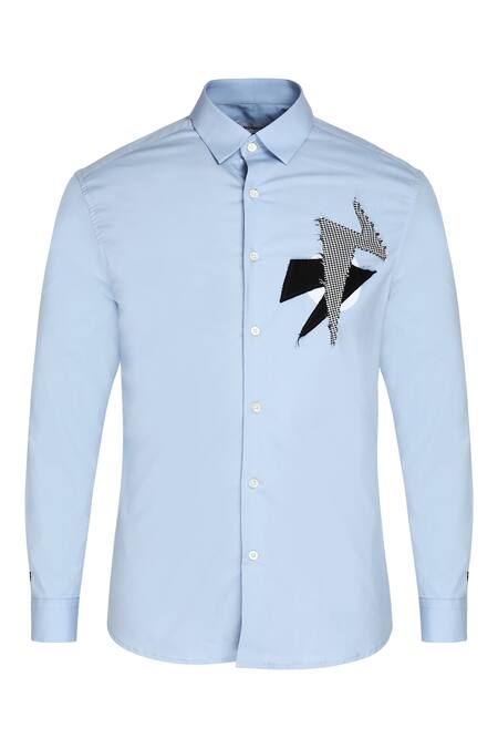 Shop_Noonoo_Blue Giza Cotton Slim-fit Shirt _Online_at_Aza_Fashions