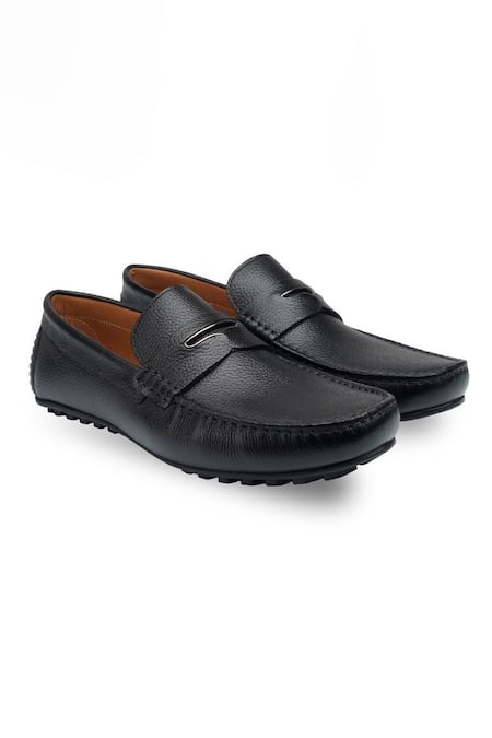 Rapawalk Black Handcrafted Penny Moccasins Loafers  