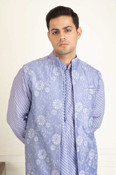 Buy Priyanka Jain Purple , Satin, Silk Sequins, Embroidery Lavender Floral Bundi Set Buy_Priyanka Jain_Purple , Satin, Silk Sequins, Embroidery Lavender Floral Bundi Set