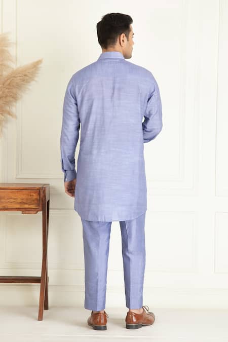 Priyanka Jain_Purple Cotton, Silk Embroidery, Beads Floral Bundi Kurta Set _Online_at_Aza_Fashions