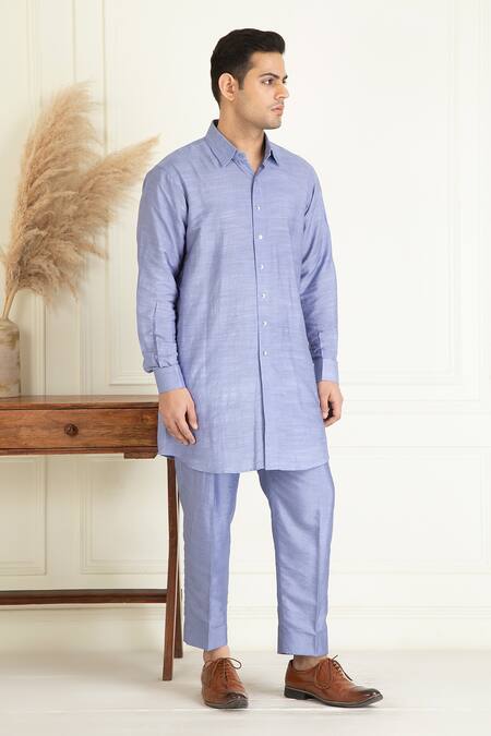 Buy_Priyanka Jain_Purple Cotton, Silk Embroidery, Beads Floral Bundi Kurta Set _Online_at_Aza_Fashions