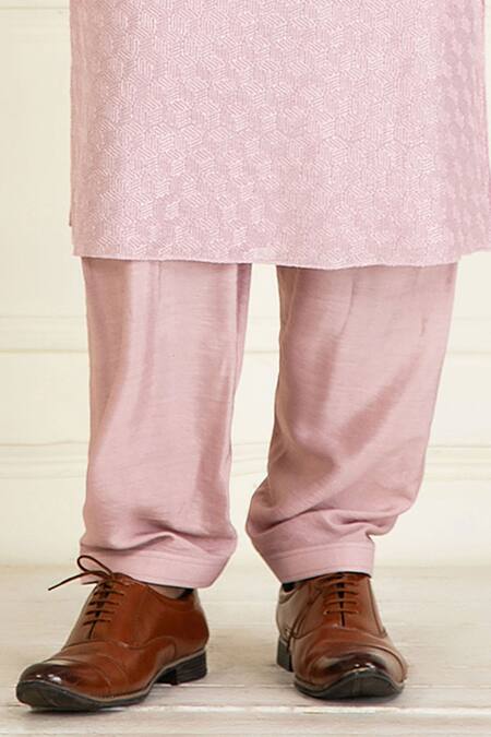 Shop_Priyanka Jain_Purple , Satin, Silk Embroidery Thread Kurta Set _Online_at_Aza_Fashions