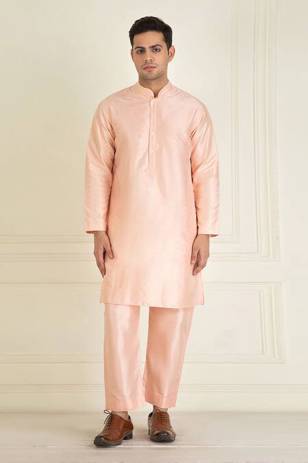 Priyanka Jain_Peach , Cotton, Satin Sequins, Embroidery Moroccan Pattern Bundi Set _Online_at_Aza_Fashions
