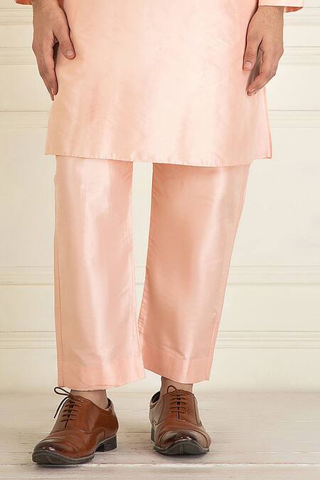 Buy_Priyanka Jain_Peach , Cotton, Satin Sequins, Embroidery Moroccan Pattern Bundi Set _Online_at_Aza_Fashions