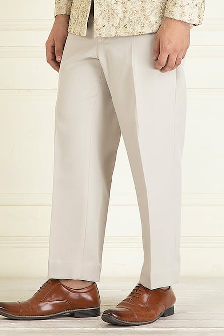 Shop_Priyanka Jain_Green Silk, Cotton, Twill Embroidery, Sequins Floral Bandhgala And Pant Set _Online_at_Aza_Fashions