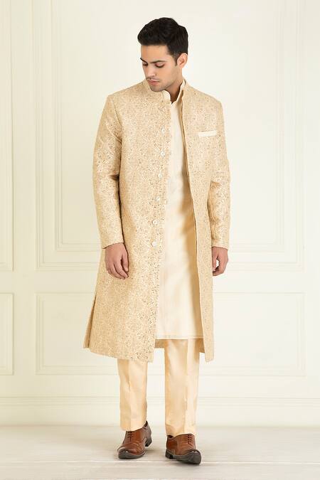 Priyanka Jain Beige Vintage Embroidered Sherwani Kurta Set  3