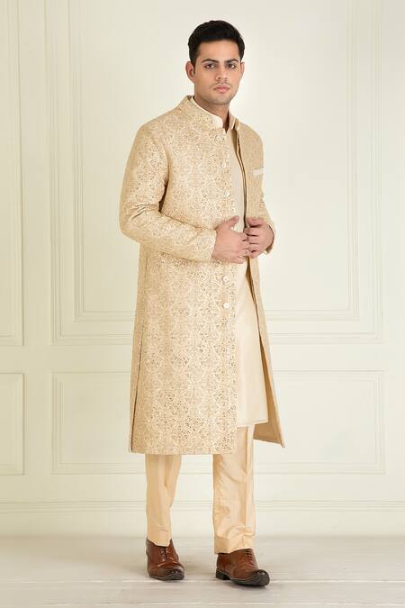 Priyanka Jain Beige Vintage Embroidered Sherwani Kurta Set  5