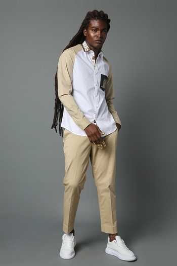House Of Three_Beige Cotton Poplin Nripa Shirt _Online_at_Aza_Fashions