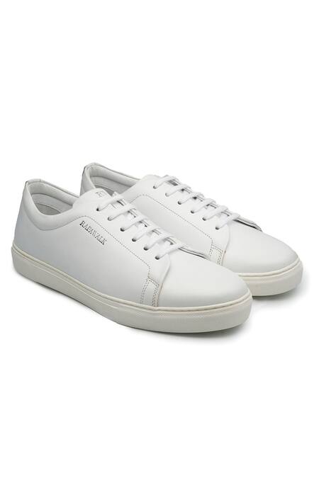 Rapawalk_White Lace Up Leather Sneakers _Online_at_Aza_Fashions