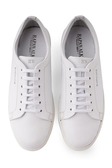 Buy_Rapawalk_White Lace Up Leather Sneakers _Online_at_Aza_Fashions