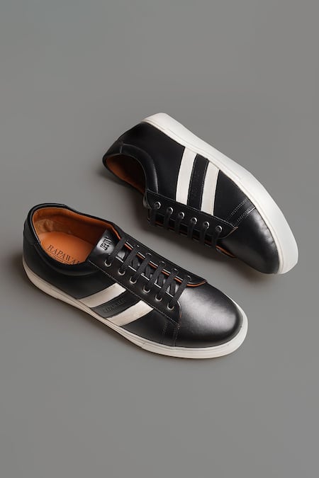 Rapawalk Striped Lace Up Leather Sneakers 