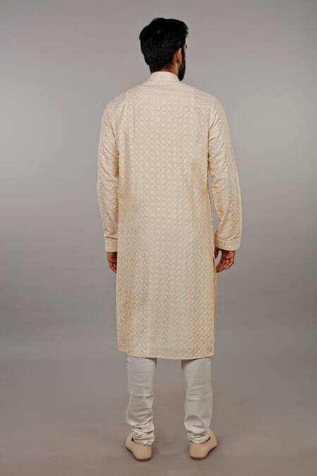 Shop Vanshik Beige Kurta Churidar Cotton Set at Aza Fashions Shop_Vanshik_Beige Kurta Churidar Cotton Set _at_Aza_Fashions