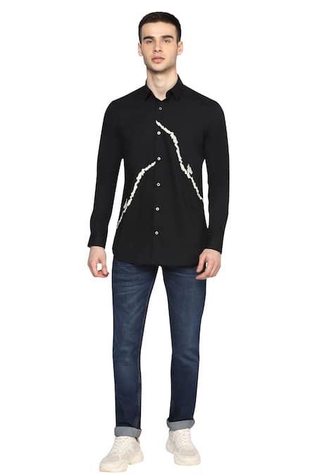 Shop Noonoo Black Giza Cotton Slim-fit Shirt at Aza Fashions Shop_Noonoo_Black Giza Cotton Slim-fit Shirt _at_Aza_Fashions