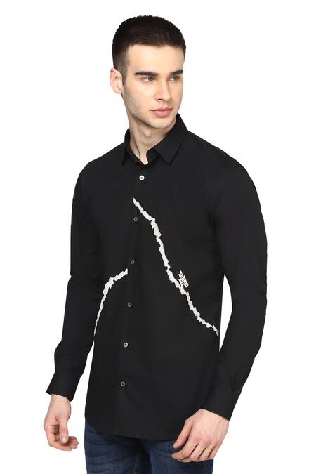 Noonoo Black Giza Cotton Slim-fit Shirt Online at Aza Fashions Noonoo_Black Giza Cotton Slim-fit Shirt _Online_at_Aza_Fashions